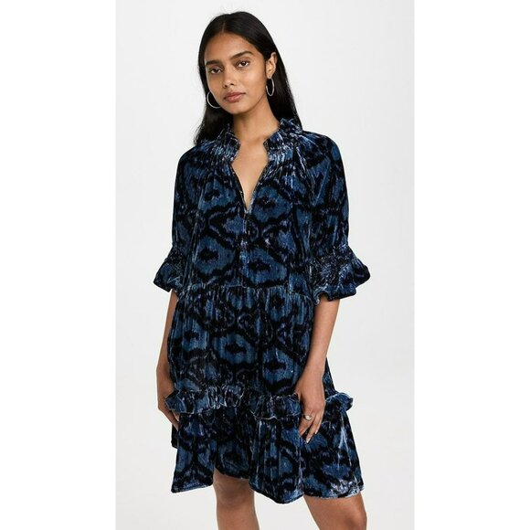 Figue Blue Boho Velvet Burnout Mini Dress - Picture 4 of 11